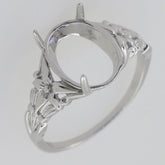 Sterling Silver Semi Mount Ring Setting Cabochon Oval OV 12x9mm White Topaz - Syzjewelry